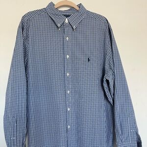 Ralph Lauren Blue White Gingham Oxford Shirt Sz 18 Classic fit